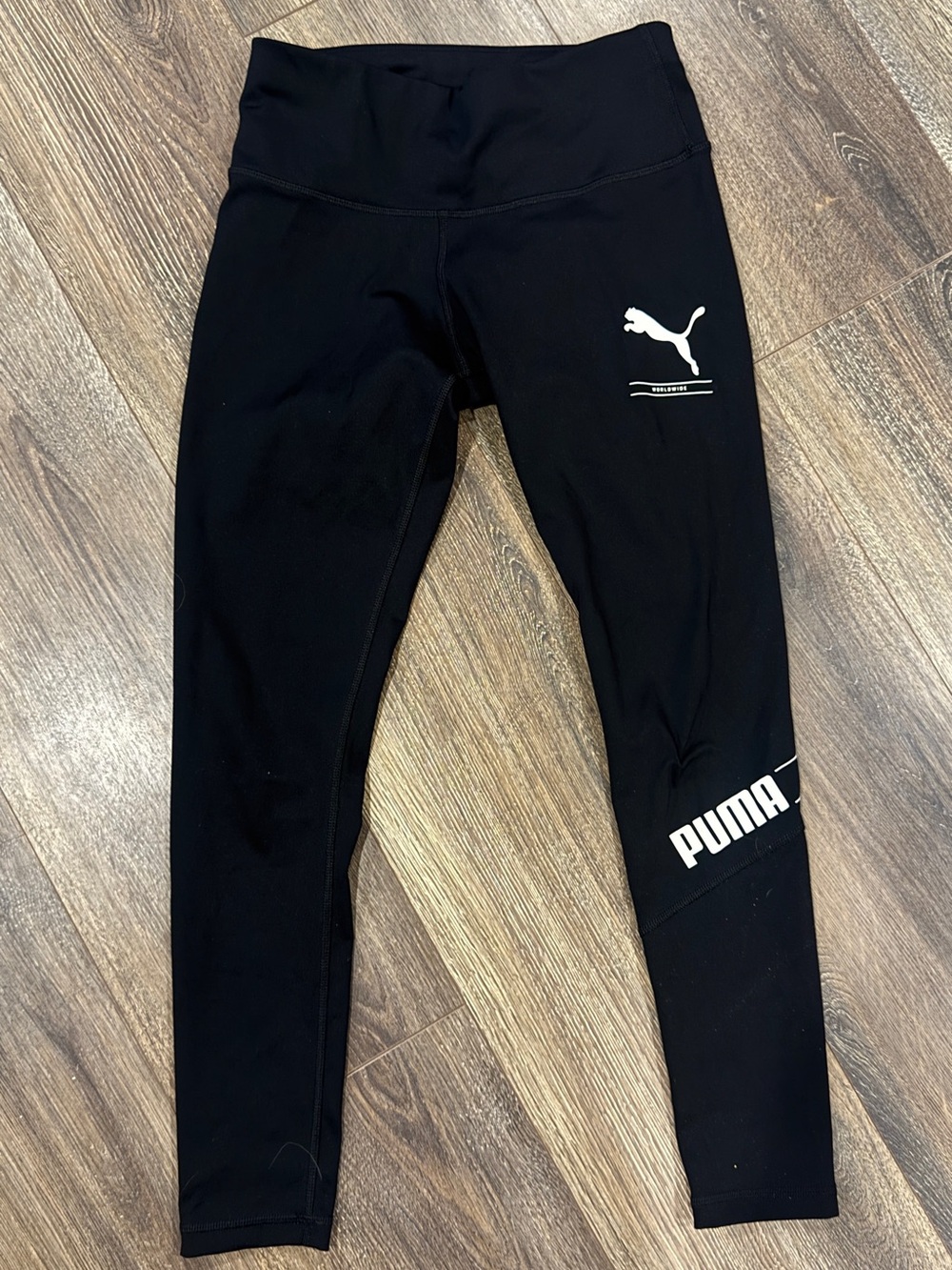 Puma Black Leggings with White Logo Accents